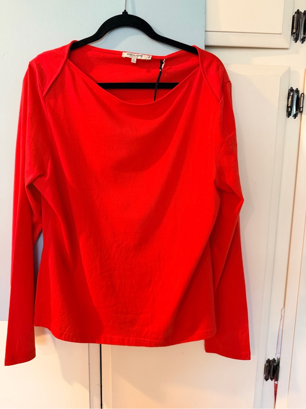 Scotch & Soda Red Long-Sleeve Boatneck Top